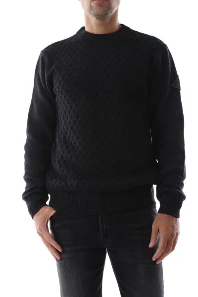 Roy Rogers Shirts Man Roy Roger's Rru502cc64 Knit Knit Mesh F.7 Point Noce Anthracite In Black