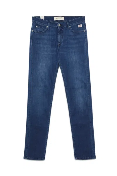 ROY ROGERS SLIM-FIT DARK WASH DENIM JEANS WITH CONTRASTING STITCHING