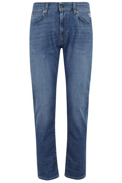 Roy Rogers Slim-fit Five-pocket Blue Jeans With Medium Rise