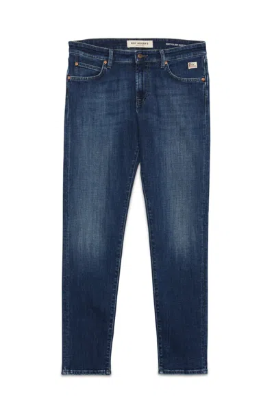 Roy Rogers Slim Fit Rinse-wash Denim Jeans With Medium Waistband And Logo Detailing In Navy