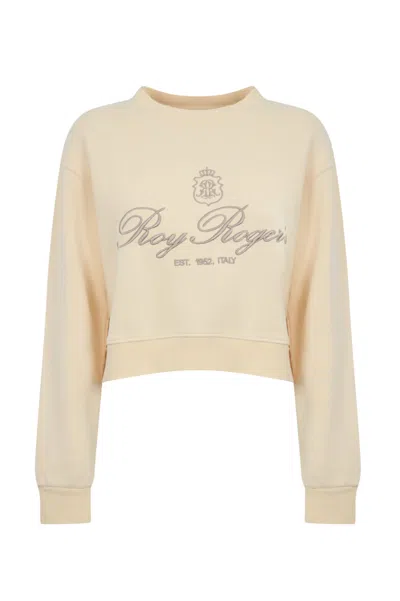 Roy Rogers Sweatshirt With Cotton Embroidery In Butter/nude