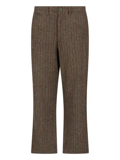 Roy Rogers Adrian Herringbone-pattern Straight-leg Trousers In Blue