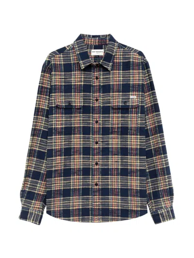 Roy Rogers Work Check-pattern Flap-pocket Shirt In Blue