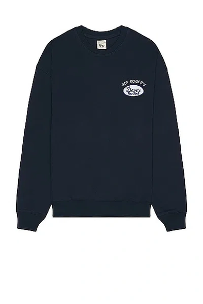 Roy Roger's X Dave's New York Crew Neck Organic Cotton Sweatshirt In Blue