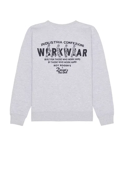 Roy Roger's X Dave's New York Crew Sweatshirt In Grey Melange