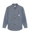 Roy Roger's X Dave's New York Shirt Time Off Recycled Indigo Chevron Rinse In Indigo