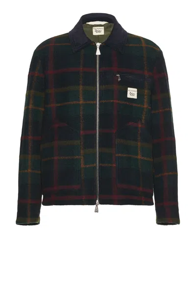 Roy Roger's X Dave's New York Work Short Jacket Check In Navy & Green