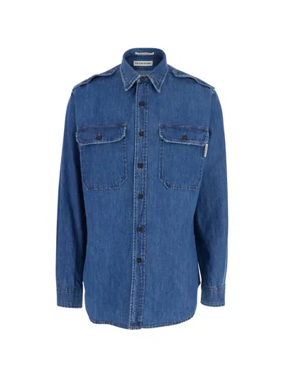 Roy Rogers Xeva Herzigová Buttoned Flap-pocket Shirt In Blue