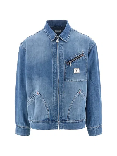 Roy Rogers Zip Denim Jacket In Blue