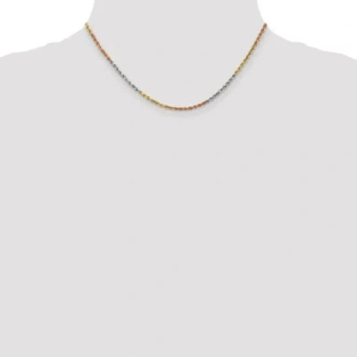 Pre-owned Roy Rose Jewelry 14k Tri-color Gold 2.5mm Diamond-cut Rope Chain Necklace In Multi