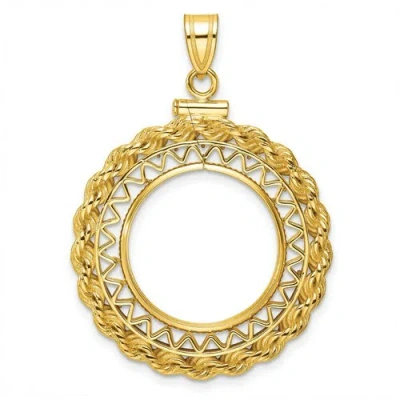 Pre-owned Roy Rose Jewelry Gold Coin Bezel Pendant Mounting In 14k Gold - 16mm - 39.5mm Coin Size