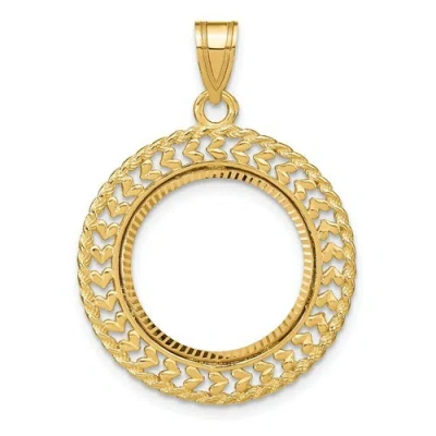 Pre-owned Roy Rose Jewelry Gold Coin Bezel Pendant Mounting In 14k Yellow Gold - 16.5mm-32.7mm Coin Size