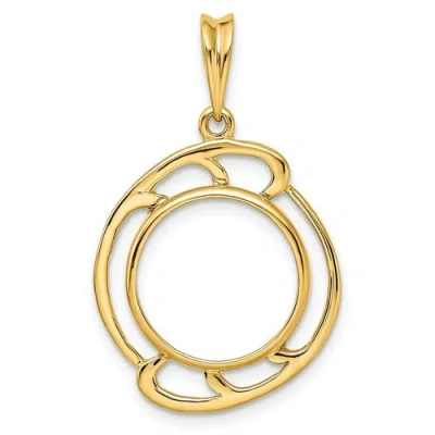 Pre-owned Roy Rose Jewelry Gold Coin Pendant Mounting - 13mm 14mm Coin Size - Large Open Wave Frame Design
