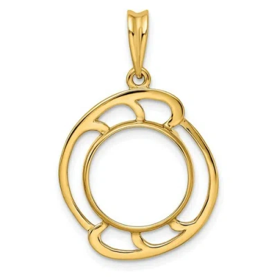 Pre-owned Roy Rose Jewelry Gold Coin Pendant Mounting - 13mm 14mm Coin Size - Large Open Wave Frame Design