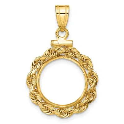 Pre-owned Roy Rose Jewelry Gold Coin Pendant Mounting - 13mm 15mm Coin Size - 3mm Rope Frame Design
