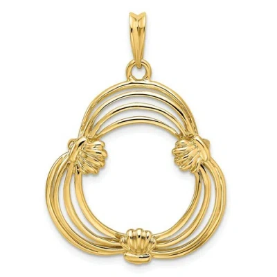 Pre-owned Roy Rose Jewelry Gold Coin Pendant Mounting - 16.5mm Coin Size - Quadruple Wire Border Frame