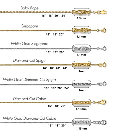 Pre-owned Roy Rose Jewelry Gold Pendant Chain Solid 18k White And Yellow Gold - Styles: Rope, Spiga, Cable