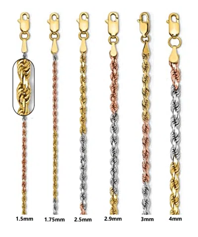 Pre-owned Roy Rose Jewelry Tri-color Gold Rope Chain Necklaces - 14k White Yellow Rose Gold - 1.5mm - 4mm