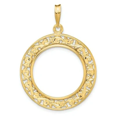 Pre-owned Roy Rose Jewelry Wideband 14k Yellow Gold Coin Bezel Pendant Mounting - 16.5mm-32.7