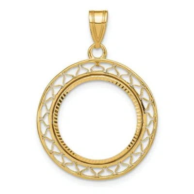Pre-owned Roy Rose Jewelry Wideband 14k Yellow Gold Coin Bezel Pendant Mounting - 16.5mm-32.7mm Coin Size
