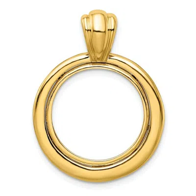 Pre-owned Roy Rose Jewelry Wideband 14k Yellow Gold Coin Bezel Pendant Mounting - 16.5mm-34.2mm Coin Size