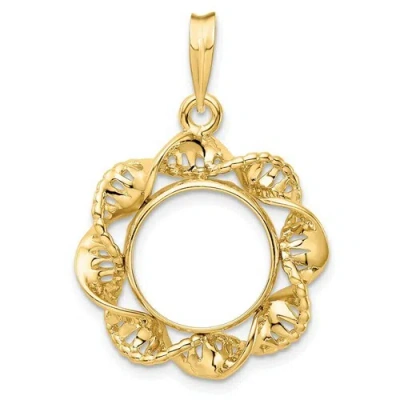 Pre-owned Roy Rose Jewelry Wideband Distinguished 14k Gold Coin Bezel Pendant Mounting - 13mm-39.5mm
