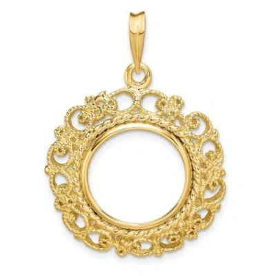Pre-owned Roy Rose Jewelry Wideband Distinguished 14k Yellow Gold Coin Bezel Pendant Mounting - 13mm-39.5mm
