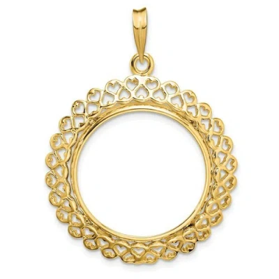 Pre-owned Roy Rose Jewelry Wideband Distinguished 14k Yellow Gold Coin Bezel Pendant Mounting - 13mm-39.5mm