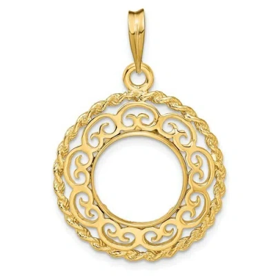 Pre-owned Roy Rose Jewelry Wideband Distinguished 14k Yellow Gold Coin Bezel Pendant Mounting - 13mm-39.5mm