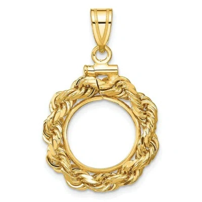 Pre-owned Roy Rose Jewelry Wideband Distinguished 14k Yellow Gold Coin Bezel Pendant Mounting - 13mm-39.5mm