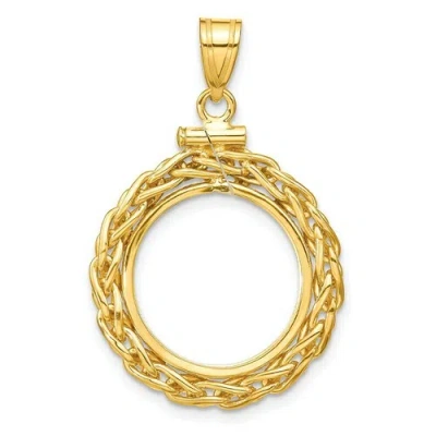 Pre-owned Roy Rose Jewelry Wideband Distinguished 14k Yellow Gold Coin Bezel Pendant Mounting - 16.5mm - 37