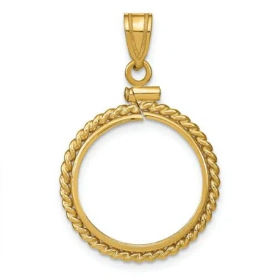 Pre-owned Roy Rose Jewelry Wideband Distinguished 14k Yellow Gold Coin Bezel Pendant Mounting - 16mm-39.5mm