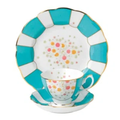 ROYAL ALBERT 100 YEARS 1930 3-PIECE SET TEACUP, SAUCER & PLATE MINT DECO