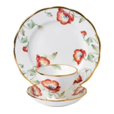 Royal Albert 100 Years 1970 3-piece Set, Teacup Saucer & Plate-poppy In Multi