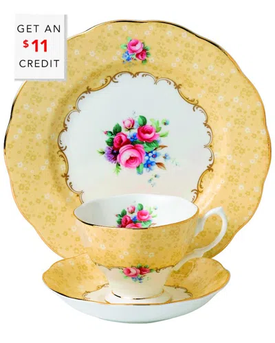 ROYAL ALBERT ROYAL ALBERT 100 YEARS BOUQET TEACUP AND SAUCER 3PC SET WITH $11 CREDIT