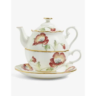 Royal Albert 100 Years Of 1970 Poppy Tea For One Fine Bone China Three-piece Tea Set In White