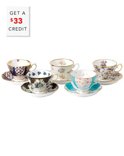 Royal Albert 100 Years Of  1900-1940 5pc Teacup & Saucer Set With $33 Credit In Multi