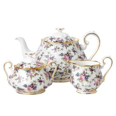 Royal Albert 100 Years Of  1940 3 Piece Bone China Tea Set In Pink;purple