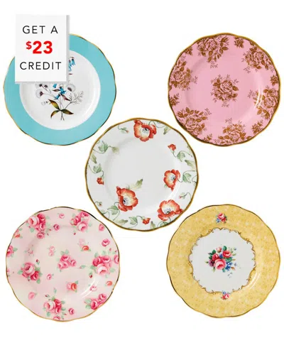 Royal Albert 100 Years Of  1950-1990 5pc Plate Set With $23 Credit In Multi