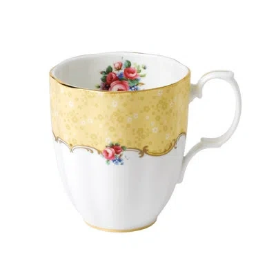 Royal Albert 100 Years Of  1990 Bone China Coffee Mug In White;yellow