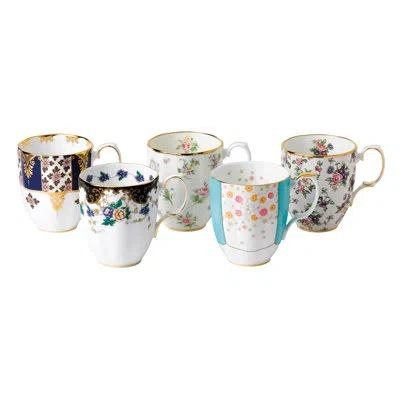 Royal Albert 100 Years Of  5 Piece Bone China Coffee Mug Set In Blue;brown