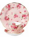 Royal Albert 100 Years Rose Blush 3-piece Tea Set (1980's)