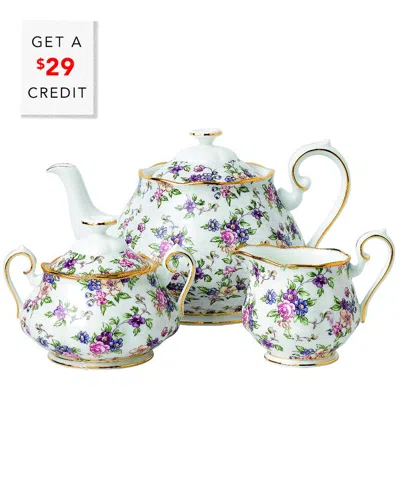 Royal Albert 100 Years Sugar And Creamer 3pc Set With $29 Credit In Multi