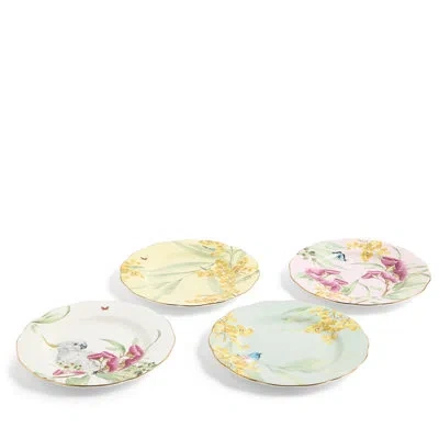 Royal Albert Miranda Kerr Australiana Plate 7.9in Mixed Set Of 4 In White;green;yellow;pink;gold