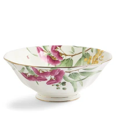 Royal Albert Miranda Kerr Australiana Serving Bowl 10.2in White In White;green;yellow;pink
