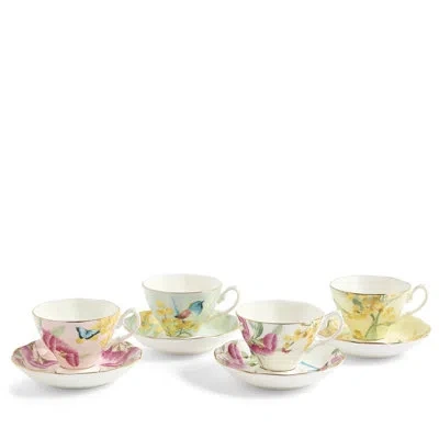 Royal Albert Miranda Kerr Australiana Teacup & Saucer, Set Of 4 In White;green;yellow;pink