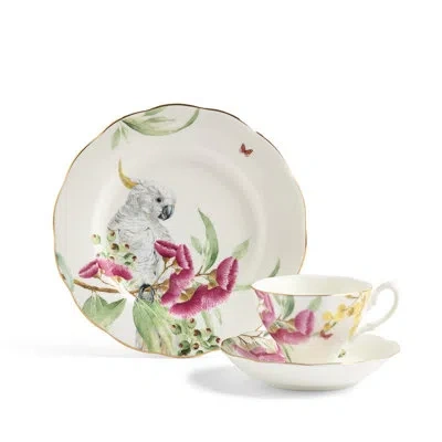 Royal Albert Miranda Kerr Australiana Teacup, Saucer & Plate 3-piece Set In White;green;yellow;pink