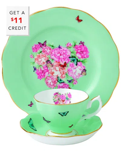Royal Albert Miranda Kerr For  3pc Teacup And Saucer Set With $11 Credit In Green