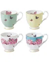 Royal Albert Miranda Kerr Set Of Four 10oz Patterned Vintage Mugs