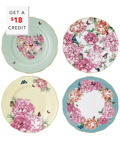 Royal Albert Miranda Kerr For  Set Of Four 8in Patterned Vintage Plates With $18 Credit In Multi
